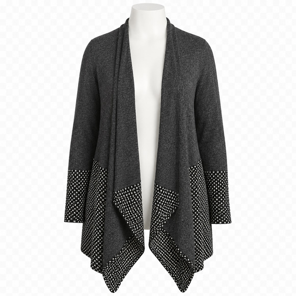 Avenue Sweaters - Avenue Open Front Draped Cardigan Sweater - Plus Size 26/28